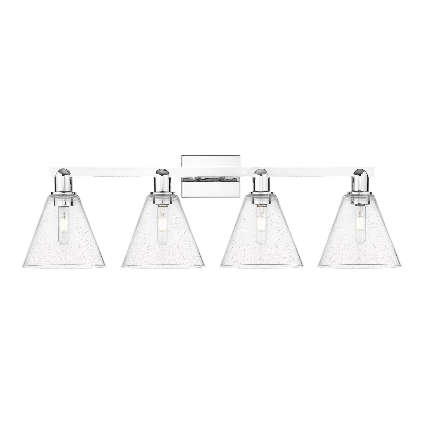 Innovations Berkshire Glass 35in 4-Light Bath Vanity Light | Industrial Polished Chrome and Seedy Glass | Bathroom Vanity | Model 716-4W-PC-GBC-84