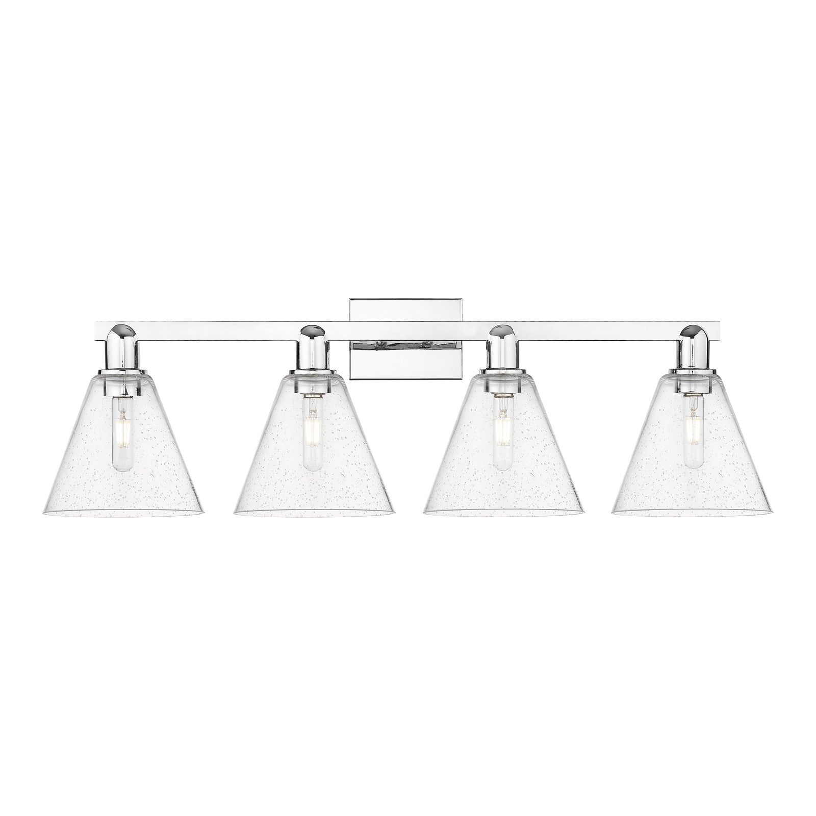 Innovations Berkshire Glass 35in 4-Light Bath Vanity Light | Industrial Polished Chrome and Seedy Glass | Bathroom Vanity | Model 716-4W-PC-GBC-84
