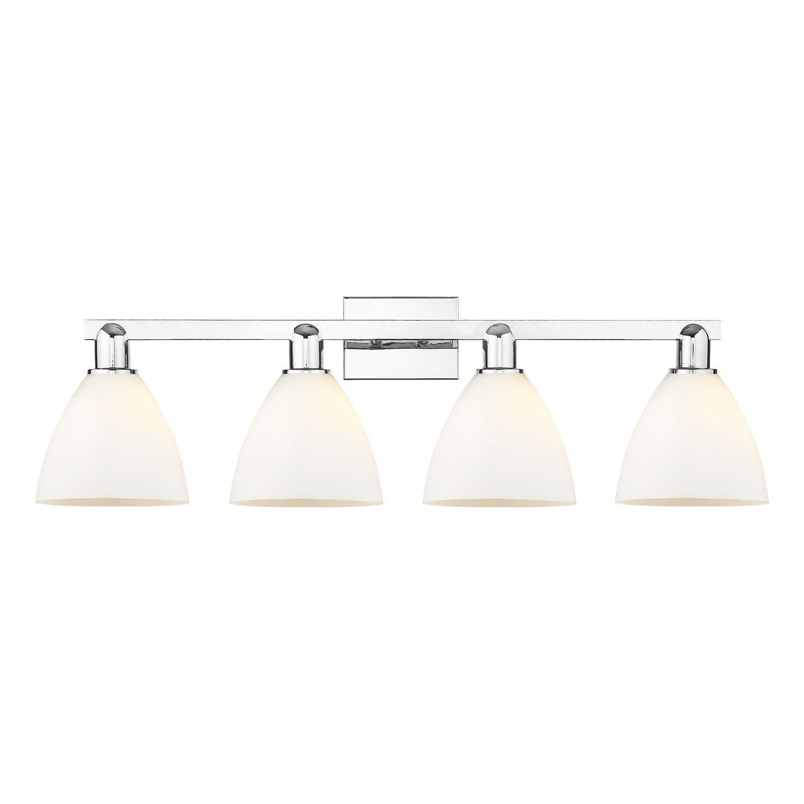 Innovations Bristol 34.5in 4-Light Bath Vanity | Industrial Polished Chrome and Matte White Glass | Bathroom Vanity & Powder | Model 716-4W-PC-GBD-751