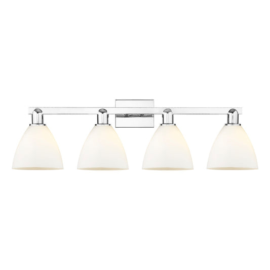 Innovations Bristol 34.5in 4-Light Bath Vanity | Industrial Polished Chrome and Matte White Glass | Bathroom Vanity & Powder | Model 716-4W-PC-GBD-751