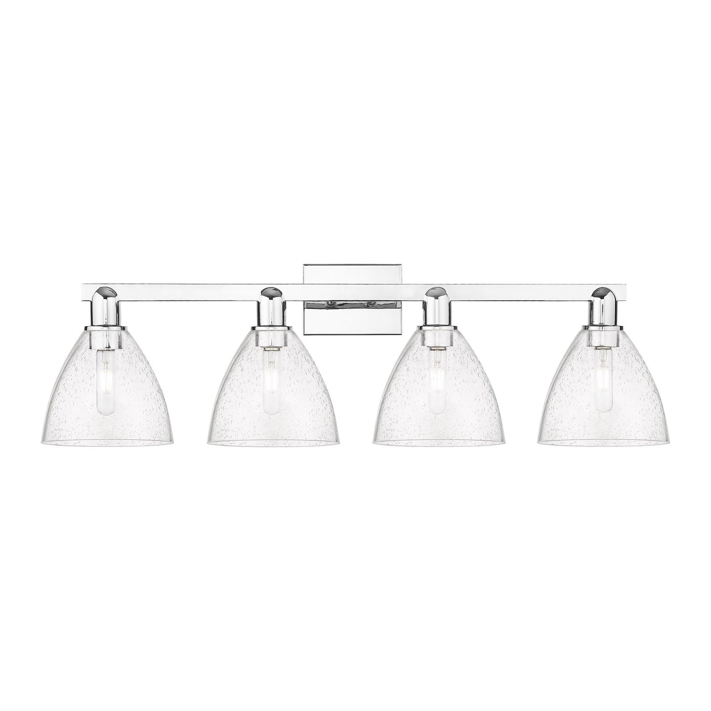 Innovations Bristol 34.5in 4-Light Bath Vanity | Industrial Polished Chrome Steel and Seedy Glass | Bathroom Vanity | Model 716-4W-PC-GBD-754