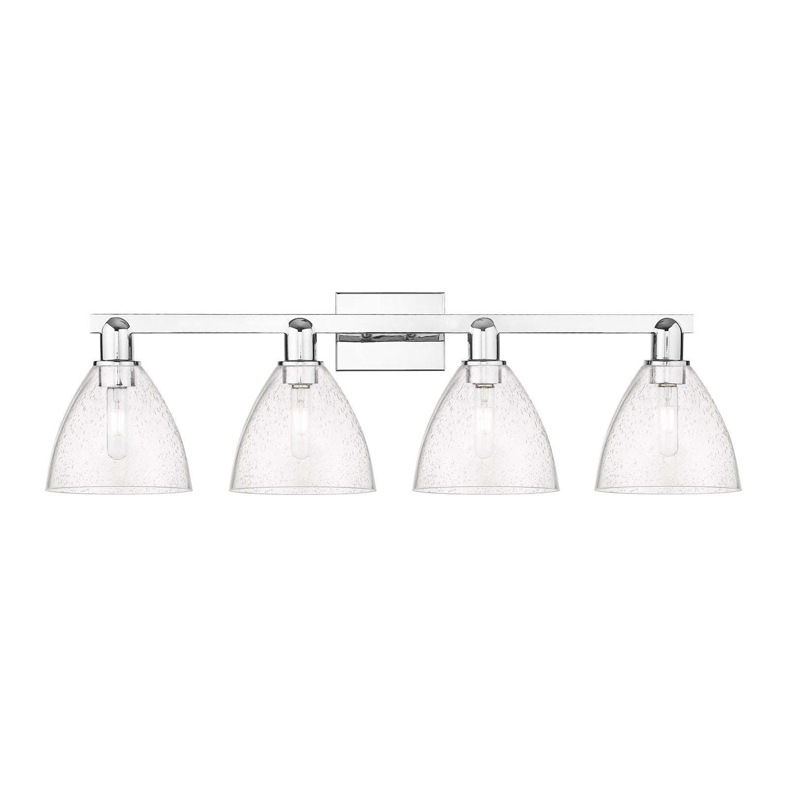 Innovations Bristol 34.5in 4-Light Bath Vanity | Industrial Polished Chrome Steel and Seedy Glass | Bathroom Vanity | Model 716-4W-PC-GBD-754
