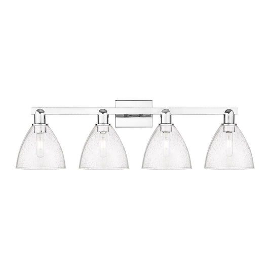 Innovations Bristol 34.5in 4-Light Bath Vanity | Industrial Polished Chrome Steel and Seedy Glass | Bathroom Vanity | Model 716-4W-PC-GBD-754