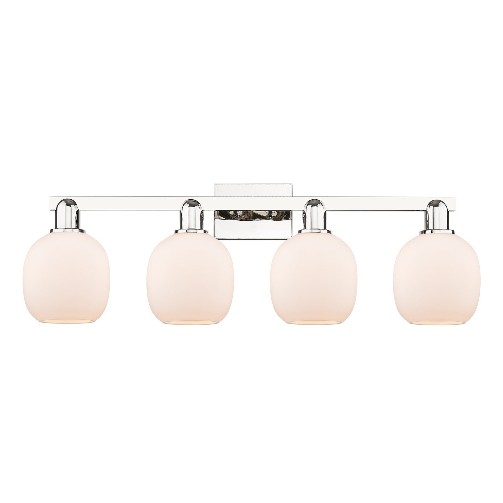 Innovations Belfast 33in 4-Light Bath Vanity Light | Industrial Polished Nickel and Matte White Glass | Bathroom Vanity & Powder | Model 716-4W-PN-G101