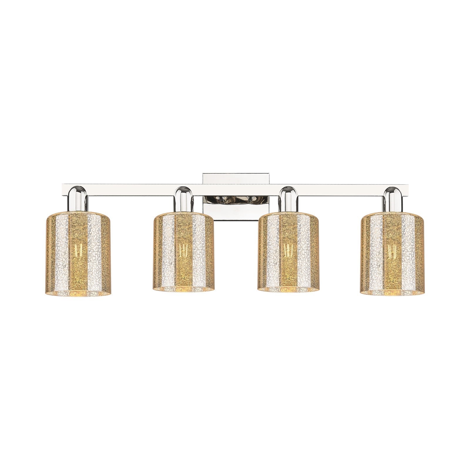 Innovations Cobbleskill 32in 4-Light Bath Vanity Light | Industrial Polished Nickel and Mercury Glass | Bathroom Vanity & Powder | Model 716-4W-PN-G116