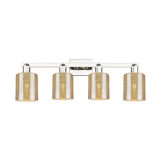 Innovations Cobbleskill 32in 4-Light Bath Vanity Light | Industrial Polished Nickel and Mercury Glass | Bathroom Vanity & Powder | Model 716-4W-PN-G116
