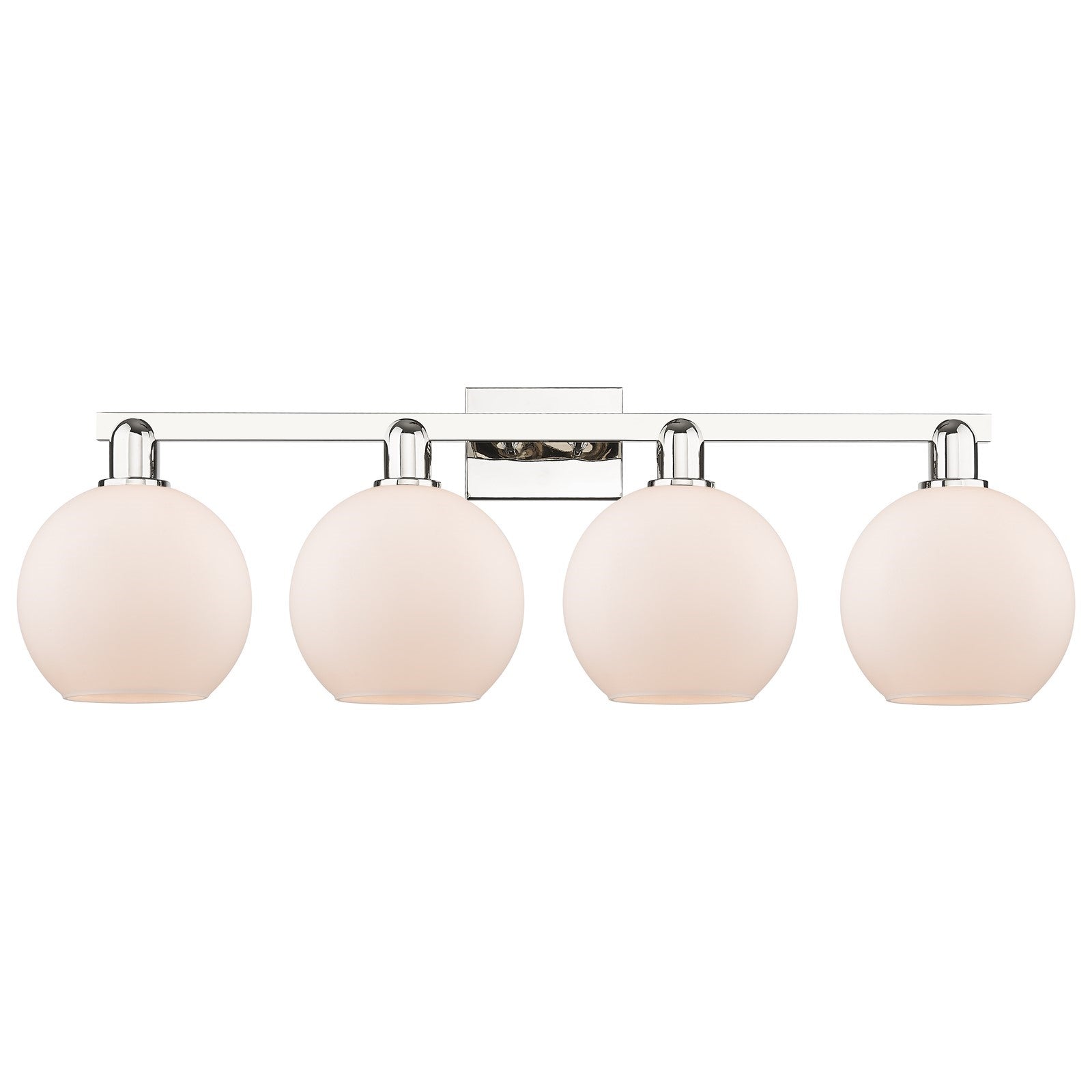 Innovations Athens 35in 4-Light Bath Vanity Light | Industrial Polished Nickel and Matte White Glass | Bathroom Vanity | Model 716-4W-PN-G121-8