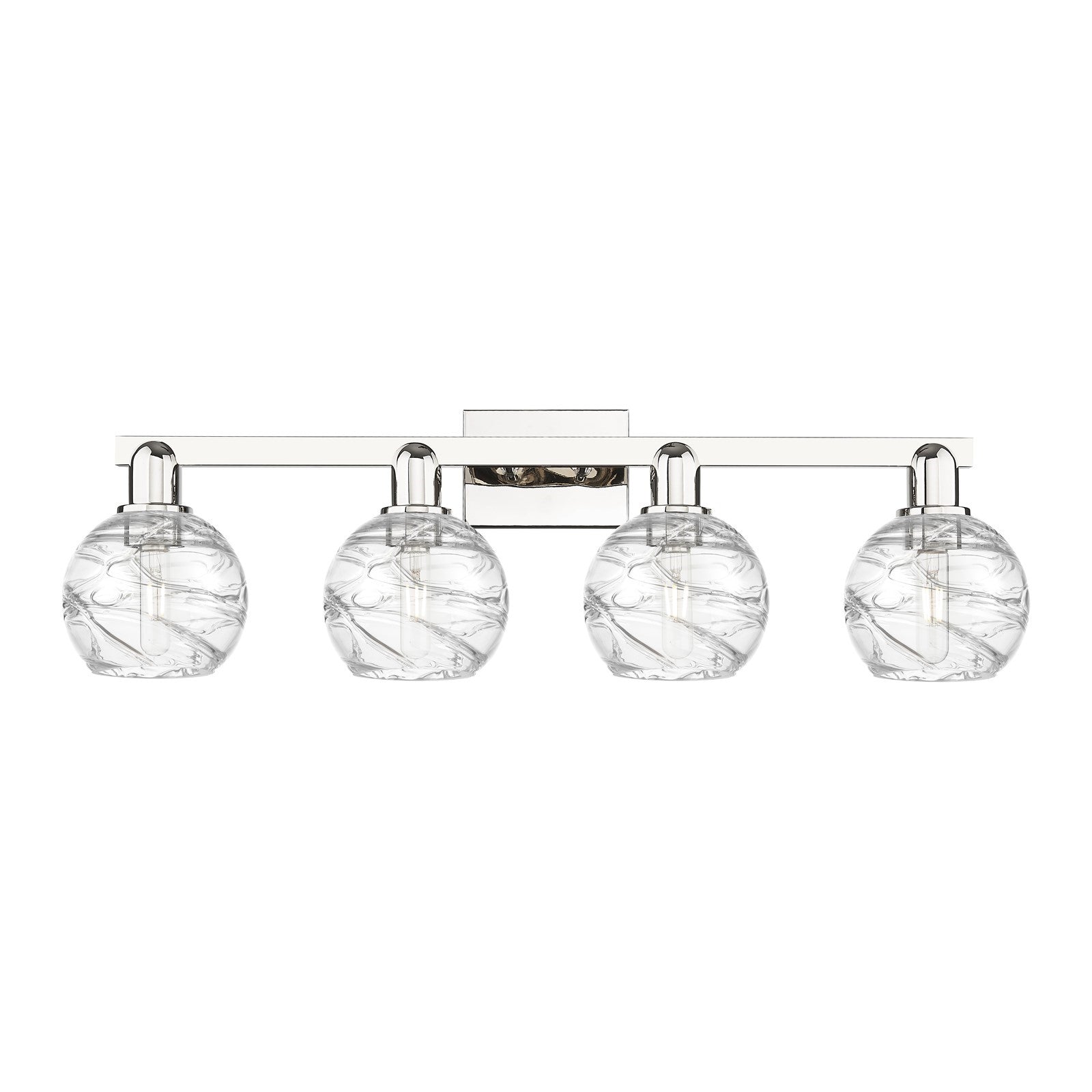 Innovations Athens Deco Swirl 36in 4-Light Bath Vanity Light | Industrial Polished Nickel Steel and Clear Glass | Bathroom | Model 716-4W-PN-G1213-6CL