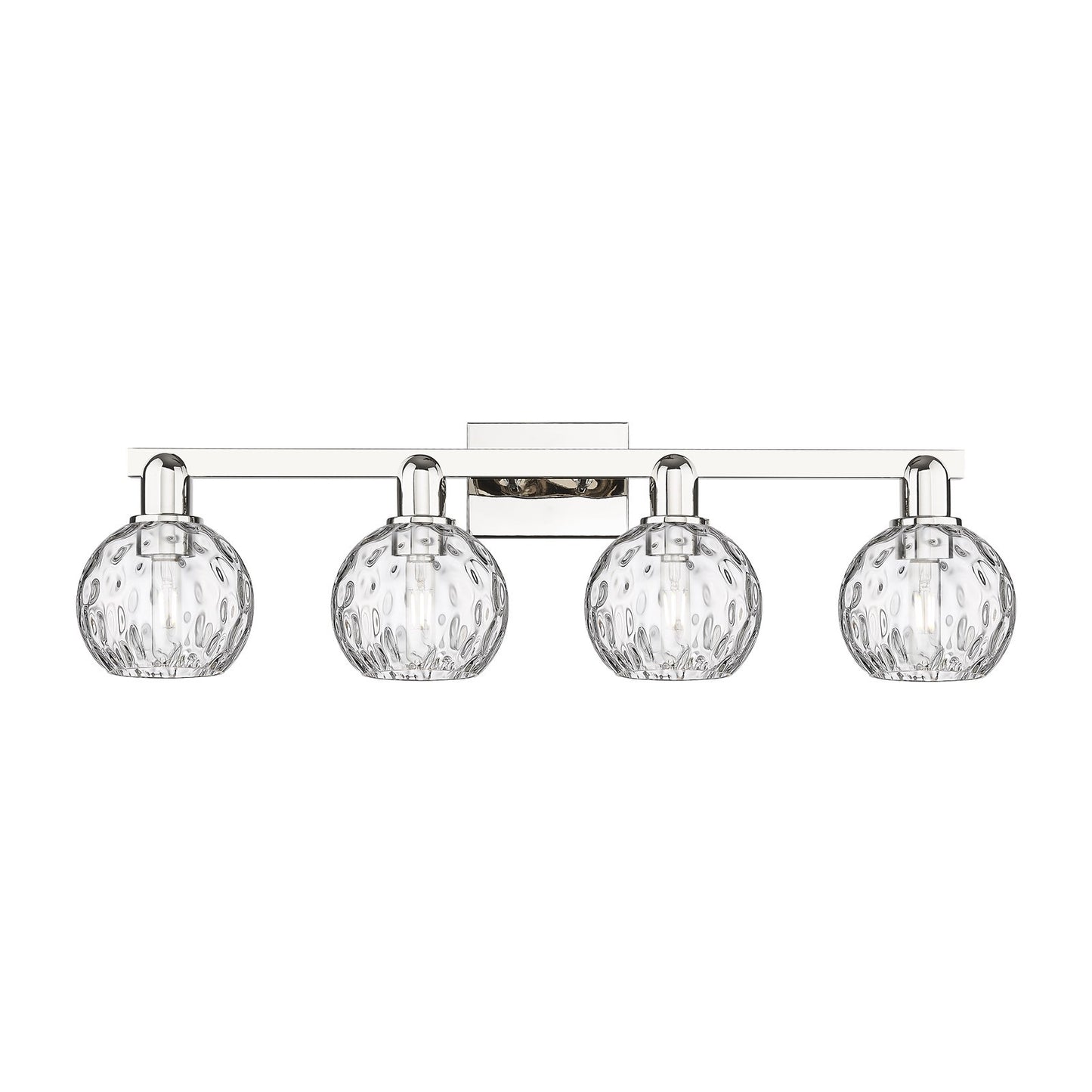Innovations Athens Water Glass 33in 4-Light Bath Vanity Light | Industrial Polished Nickel and Clear Water Glass | Bathroom | Model 716-4W-PN-G1215-6