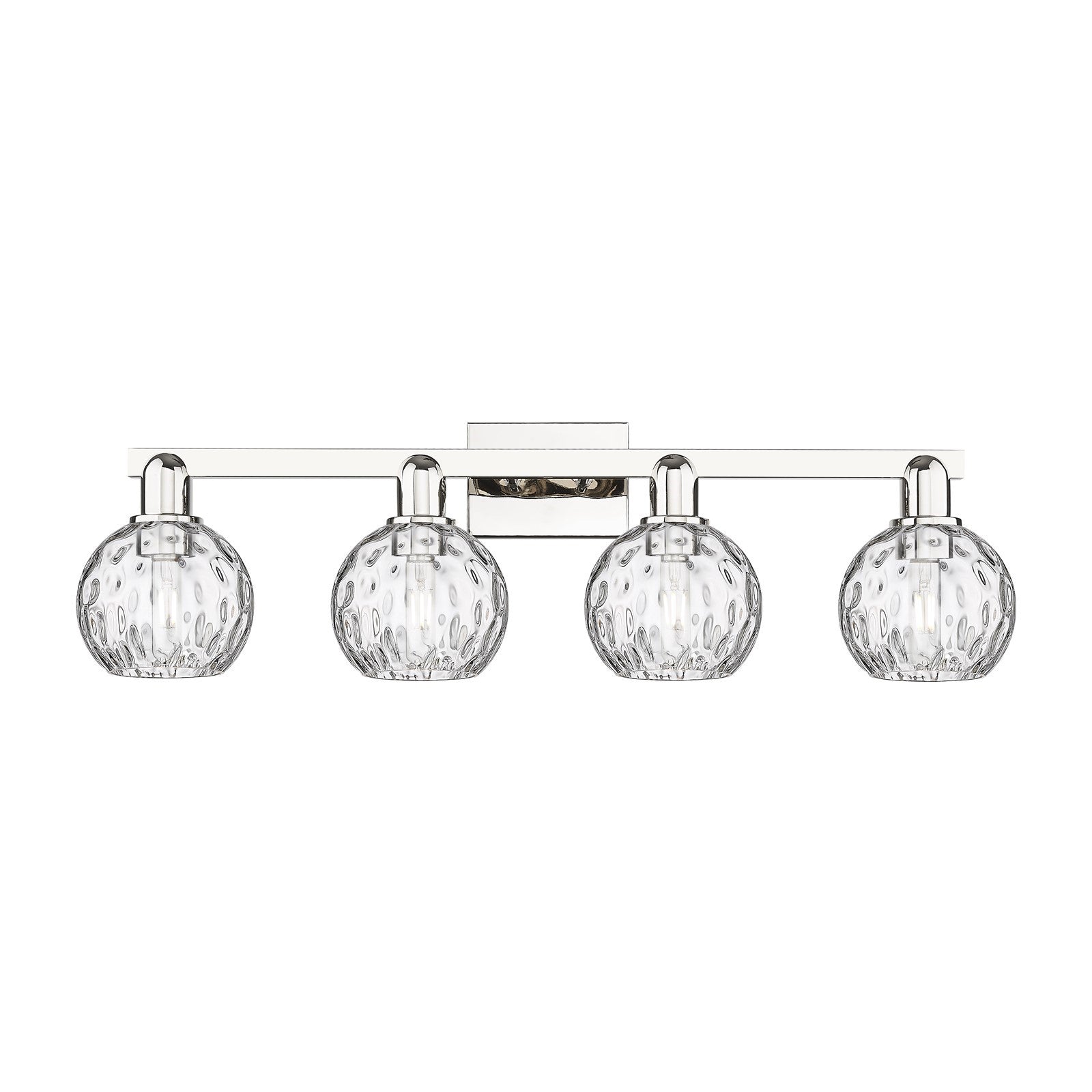 Innovations Athens Water Glass 33in 4-Light Bath Vanity Light | Industrial Polished Nickel and Clear Water Glass | Bathroom | Model 716-4W-PN-G1215-6
