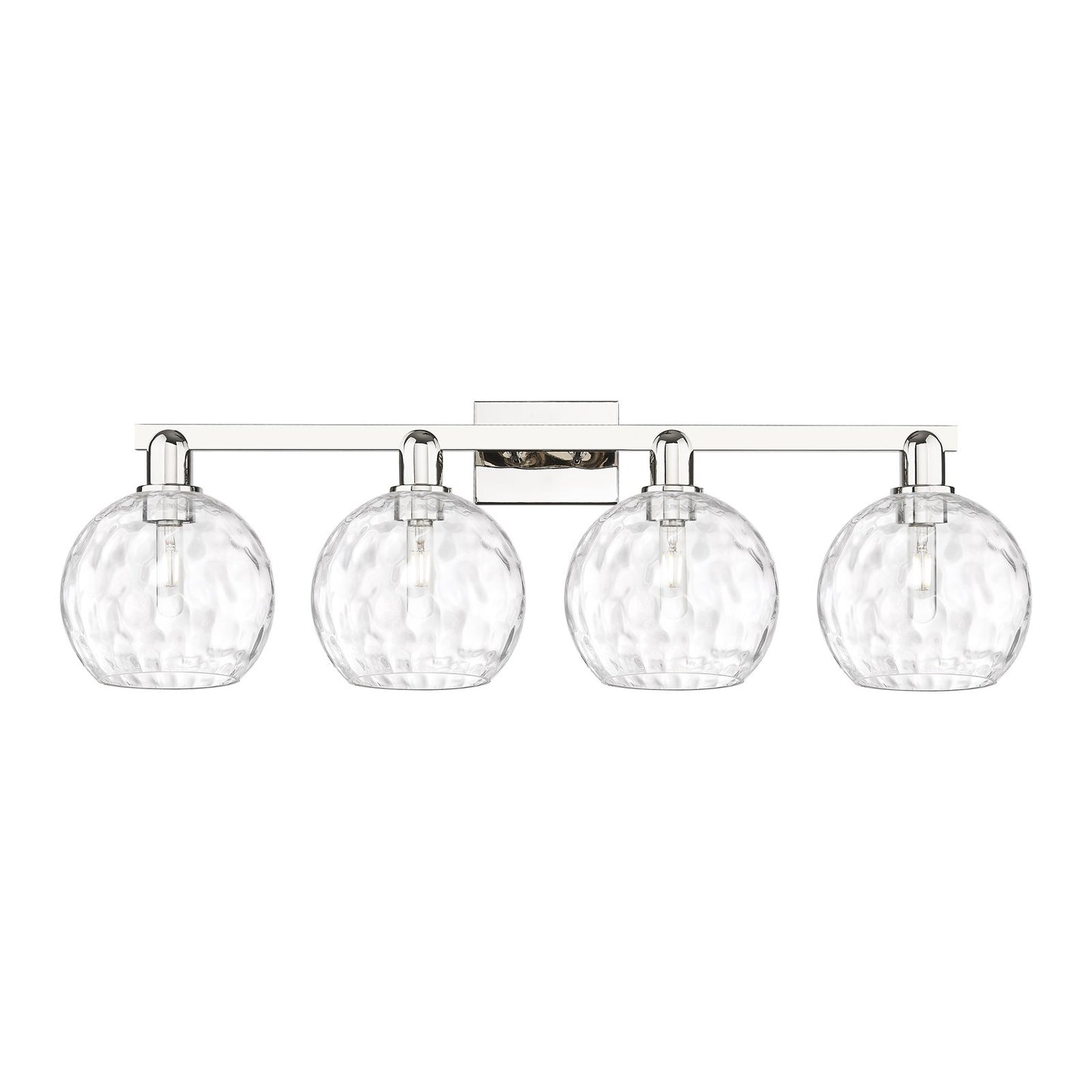 Innovations Athens Water Glass 35in 4-Light Bath Vanity Light | Industrial Polished Nickel and Clear Glass | Bathroom Vanity | Model 716-4W-PN-G1215-8