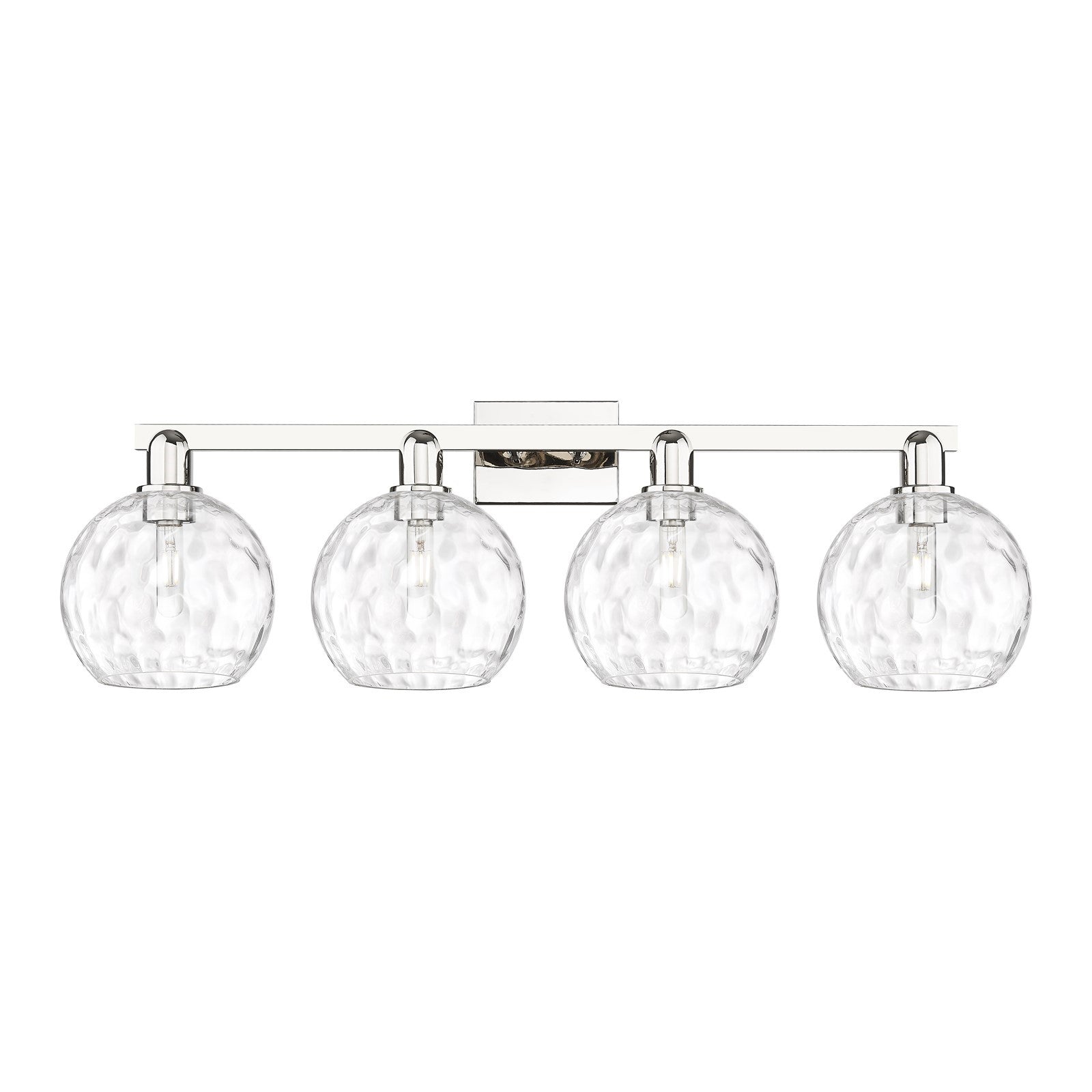 Innovations Athens Water Glass 35in 4-Light Bath Vanity Light | Industrial Polished Nickel and Clear Glass | Bathroom Vanity | Model 716-4W-PN-G1215-8