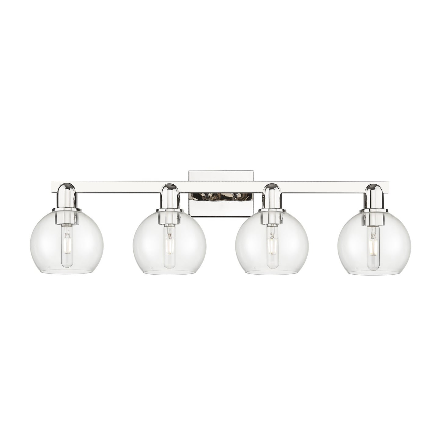 Innovations Athens 33in 4-Light Bath Vanity | Industrial Polished Nickel Steel and Clear Glass | Bathroom Vanity Light | Model 716-4W-PN-G122-6