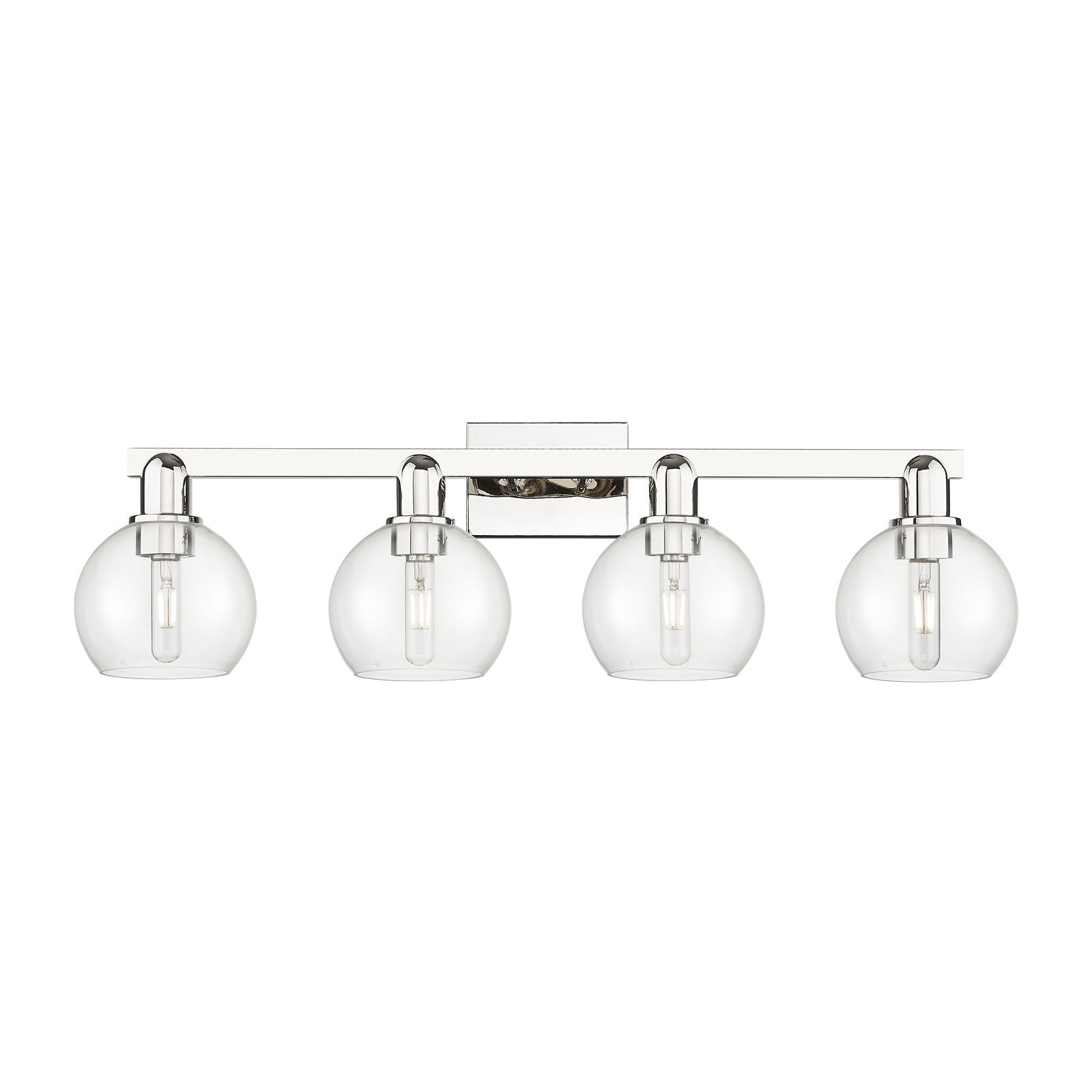 Innovations Athens 33in 4-Light Bath Vanity | Industrial Polished Nickel Steel and Clear Glass | Bathroom Vanity Light | Model 716-4W-PN-G122-6