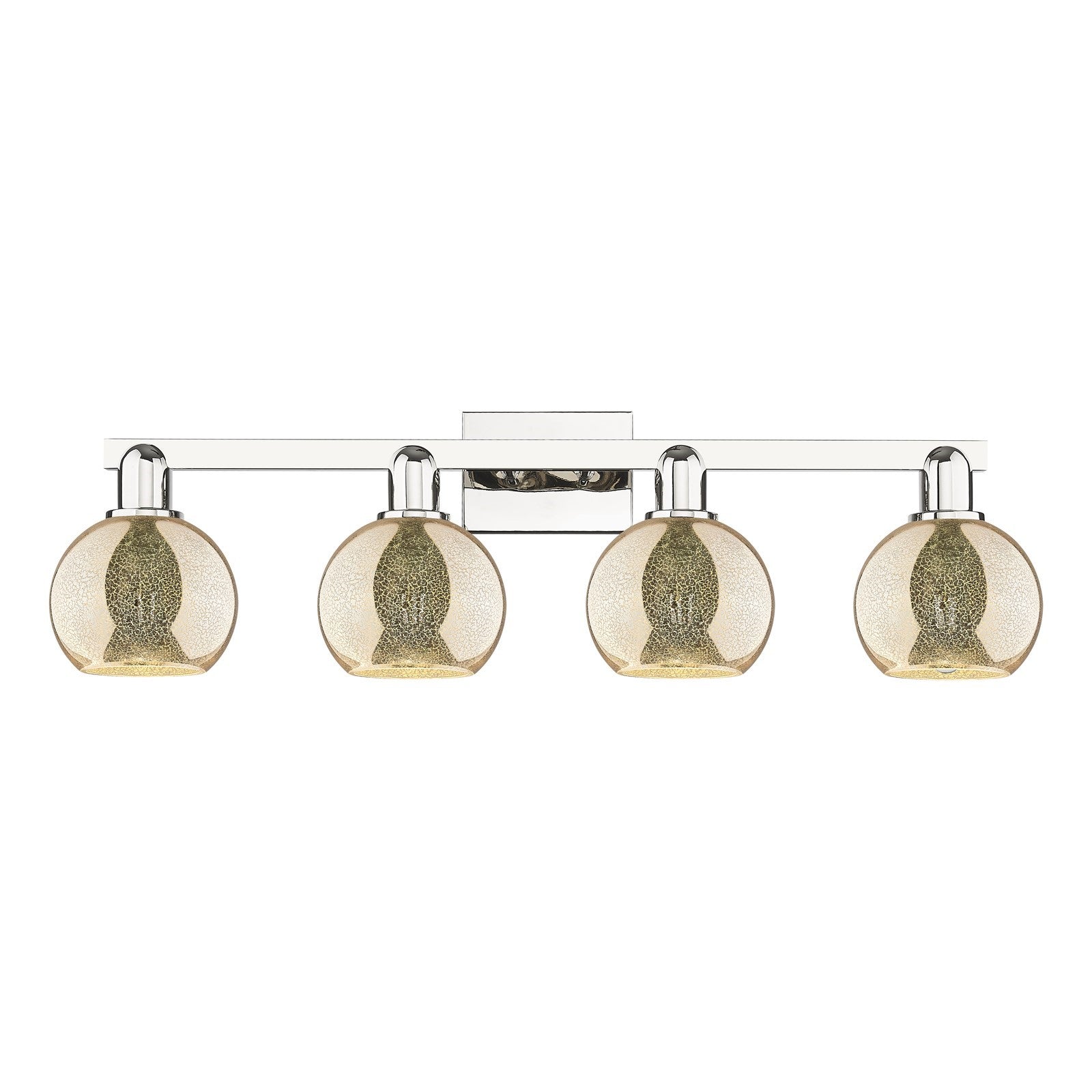 Innovations Athens 33in 4-Light Bath Vanity | Industrial Polished Nickel and Mercury Glass | Bathroom Vanity Light | Model 716-4W-PN-G128-6