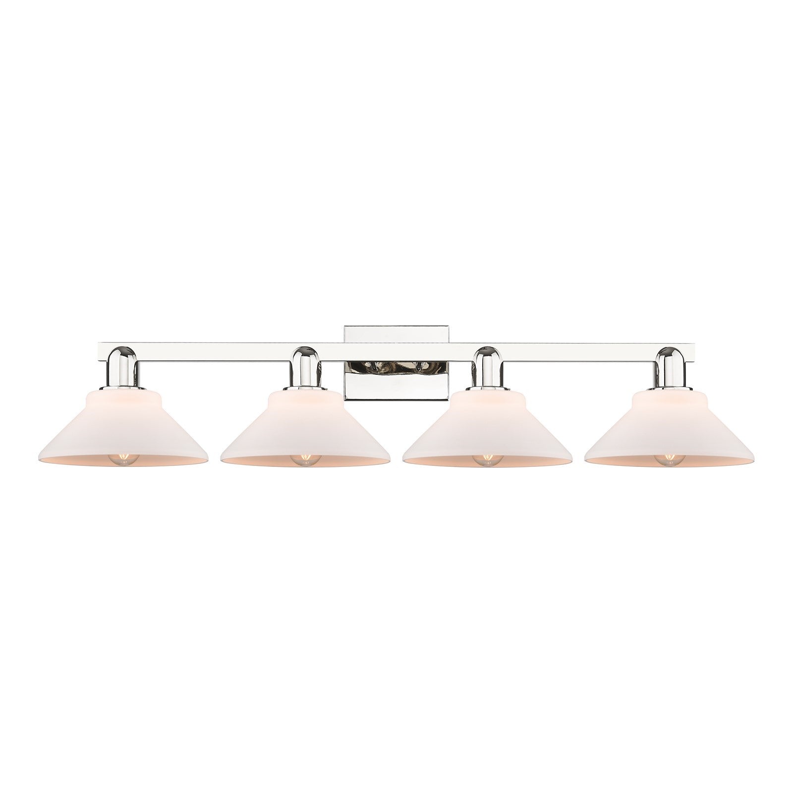 Innovations Orwell 35in 4-Light Bath Vanity Light | Industrial Polished Nickel and Matte White Glass | Bathroom Vanity & Powder | Model 716-4W-PN-G131