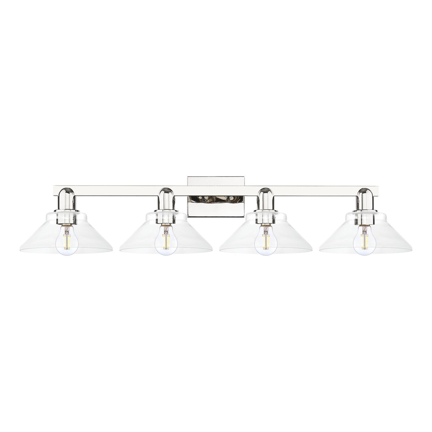 Innovations Orwell 35in 4-Light Bath Vanity Light | Industrial Polished Nickel and Clear Glass | Bathroom Vanity | Model 716-4W-PN-G132
