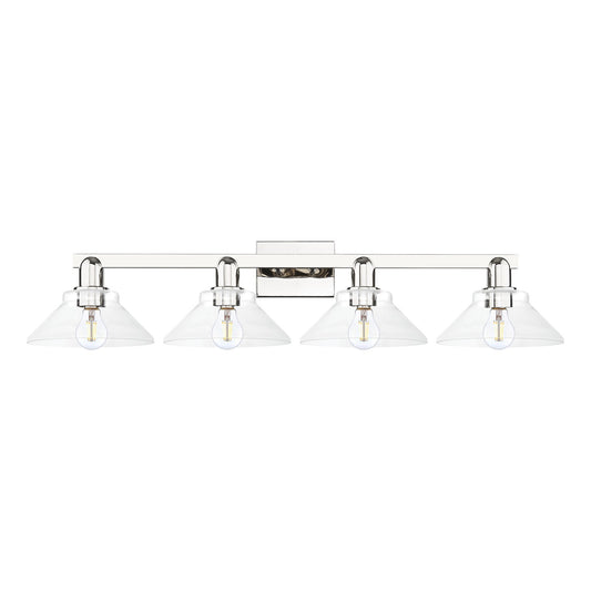 Innovations Orwell 35in 4-Light Bath Vanity Light | Industrial Polished Nickel and Clear Glass | Bathroom Vanity | Model 716-4W-PN-G132