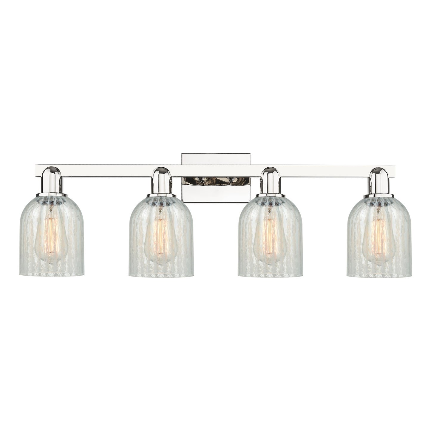 Innovations Caledonia 32in 4-Light Bath Vanity Light | Industrial Polished Nickel and Mouchette Glass | Bathroom Vanity | Model 716-4W-PN-G2511