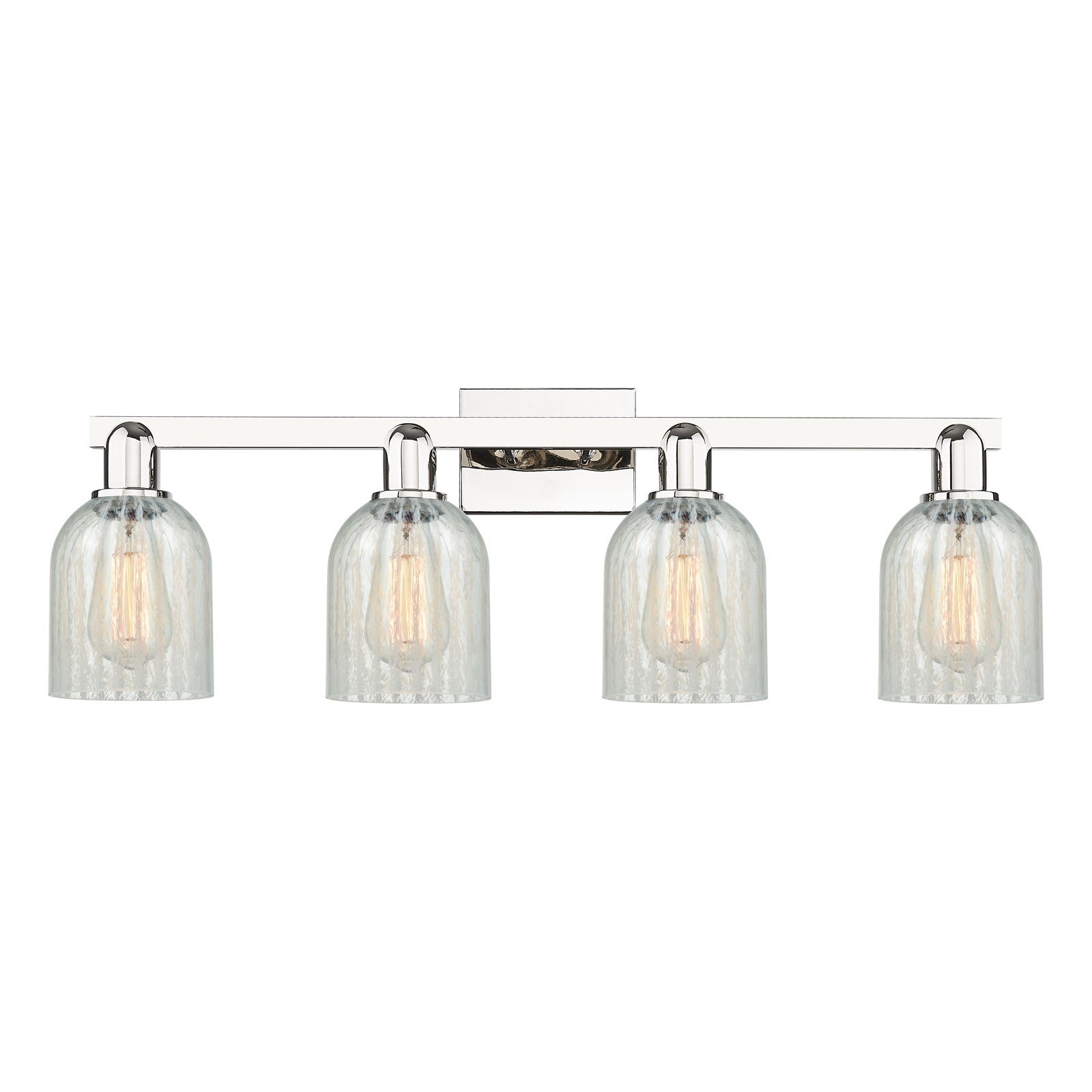 Innovations Caledonia 32in 4-Light Bath Vanity Light | Industrial Polished Nickel and Mouchette Glass | Bathroom Vanity | Model 716-4W-PN-G2511
