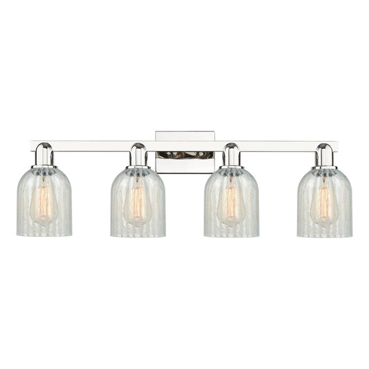 Innovations Caledonia 32in 4-Light Bath Vanity Light | Industrial Polished Nickel and Mouchette Glass | Bathroom Vanity | Model 716-4W-PN-G2511