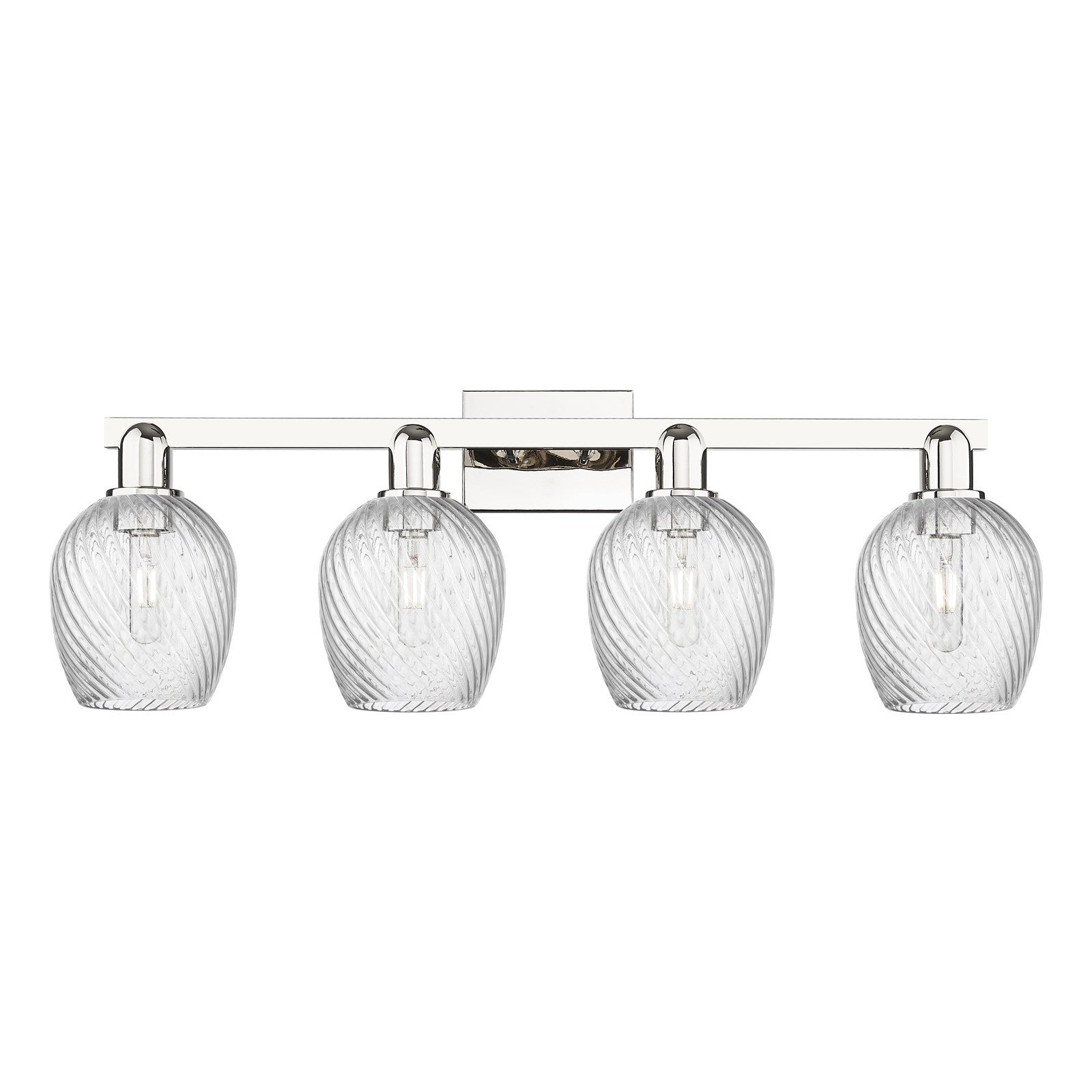 Innovations Salina 33in 4-Light Bath Vanity Light | Industrial Polished Nickel and Clear Spiral Fluted Glass | Bathroom Vanity | Model 716-4W-PN-G292
