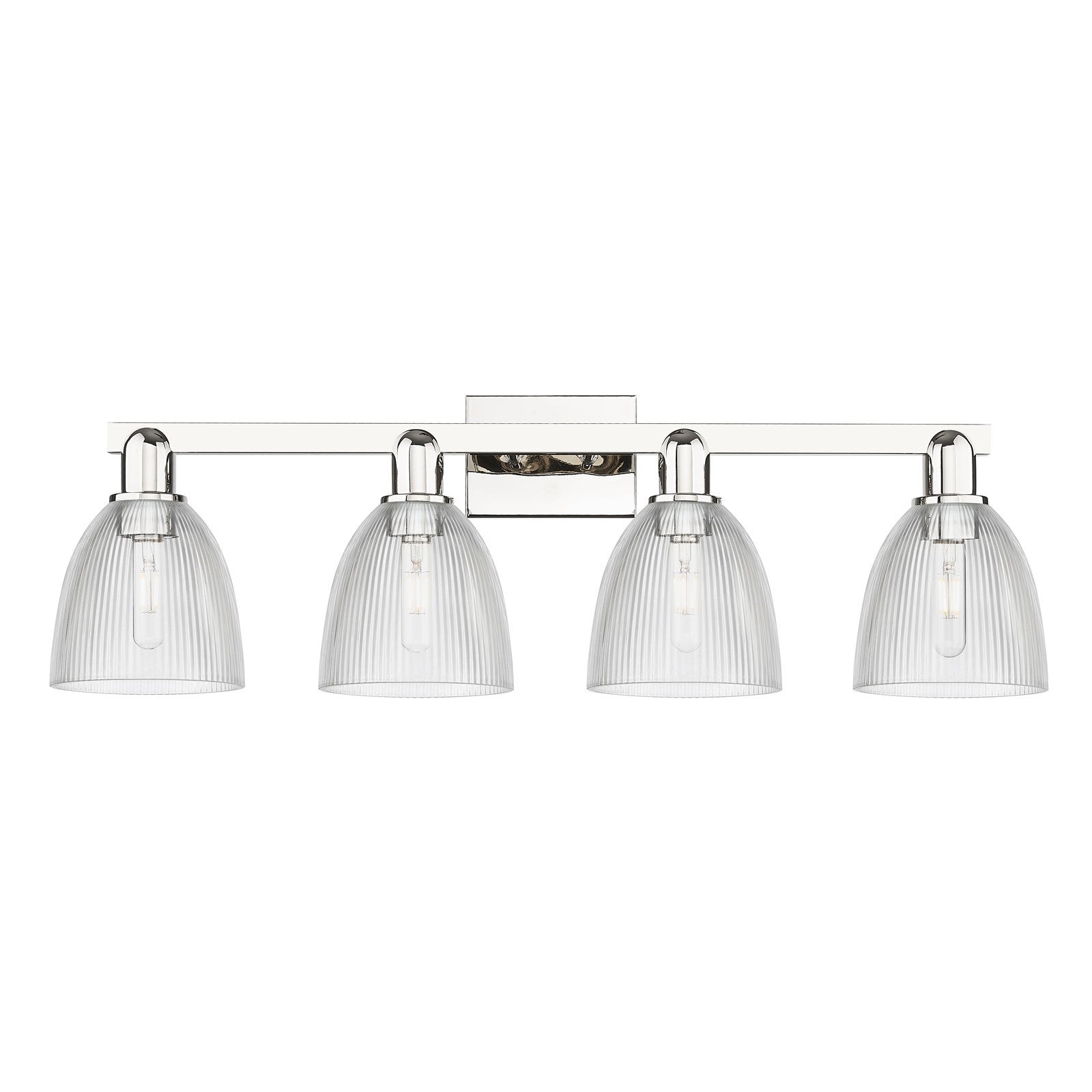 Innovations Castile 33in 4-Light Bath Vanity Light | Industrial Polished Nickel and Clear Glass | Bathroom Vanity | Model 716-4W-PN-G382