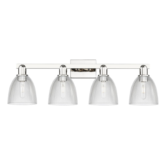 Innovations Castile 33in 4-Light Bath Vanity Light | Industrial Polished Nickel and Clear Glass | Bathroom Vanity | Model 716-4W-PN-G382