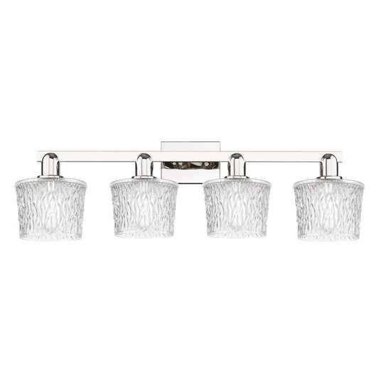 Innovations Niagara 34in 4-Light Bath Vanity Light | Industrial Polished Nickel Steel and Clear Glass | Bathroom Vanity | Model 716-4W-PN-G402