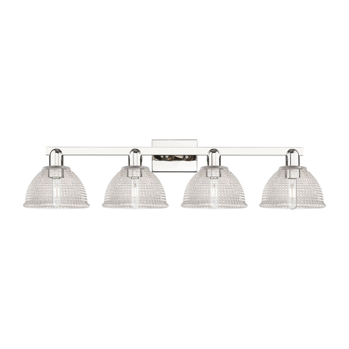 Innovations Arietta 35in 4-Light Bath Vanity Light | Industrial Polished Nickel Steel and Clear Glass Dome Shade | Bathroom Vanity | Model 716-4W-PN-G422