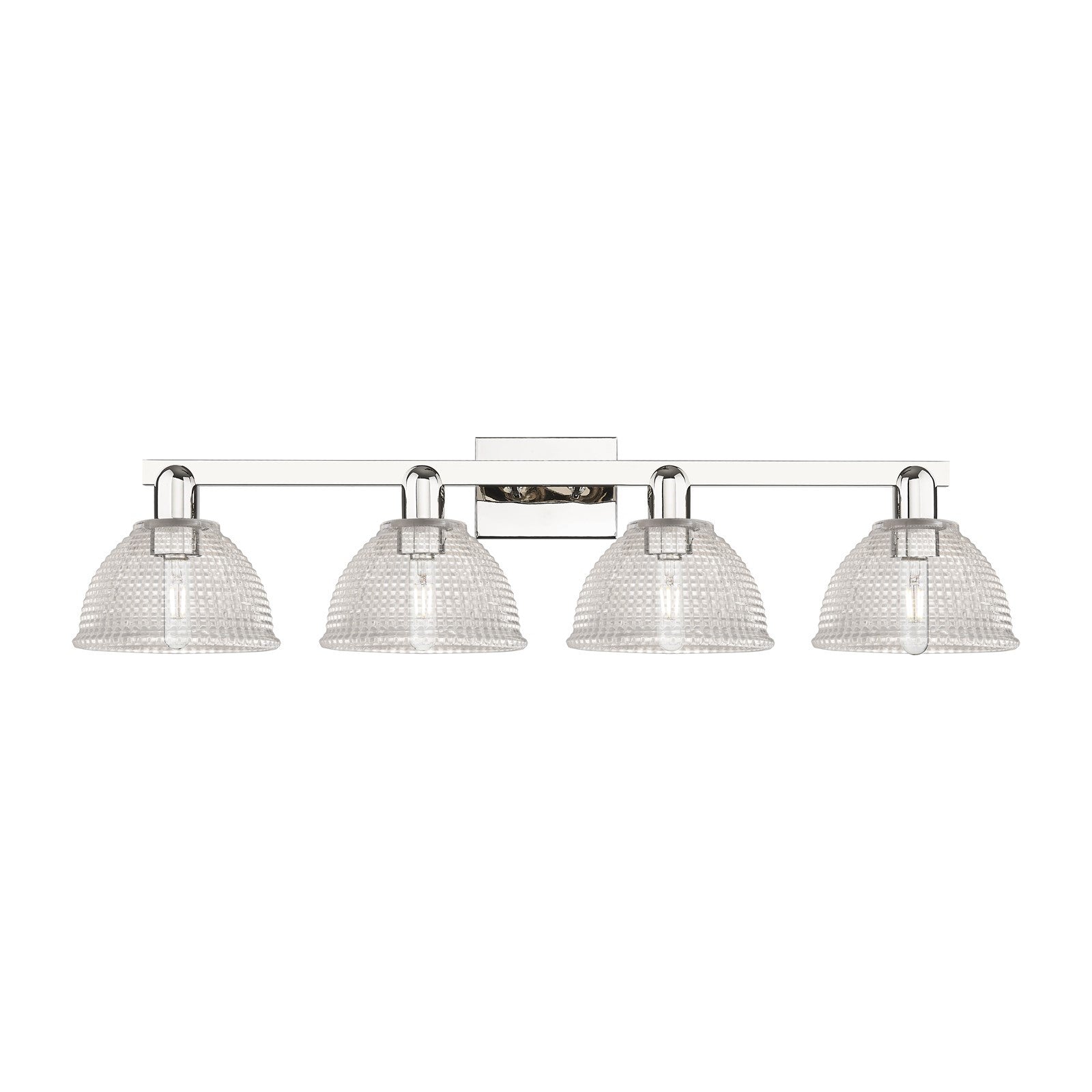 Innovations Arietta 35in 4-Light Bath Vanity Light | Industrial Polished Nickel Steel and Clear Glass Dome Shade | Bathroom Vanity | Model 716-4W-PN-G422