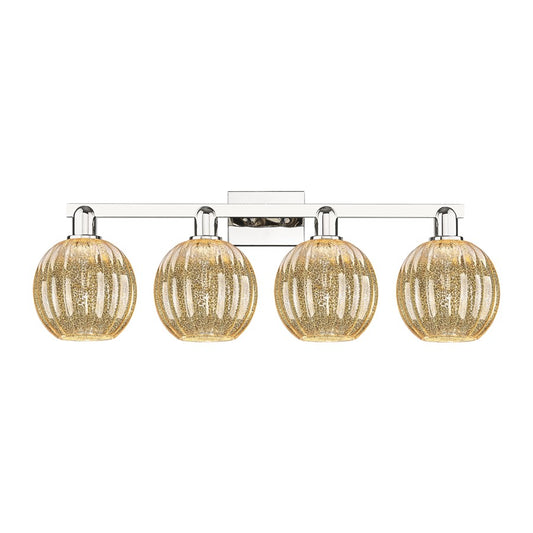 Innovations Preston 4Lt 36" Globe Bath, PN/Mercury - 716-4W-PN-G458-7ME