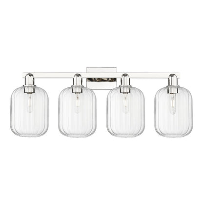 Innovations Preston 4Lt 36" Jar Bath, Polished Nickel/Clear - 716-4W-PN-G460-7CL