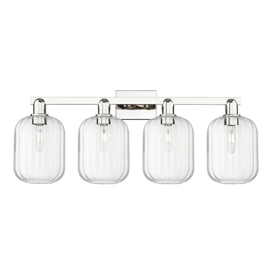 Innovations Preston 4Lt 36" Jar Bath, Polished Nickel/Clear - 716-4W-PN-G460-7CL