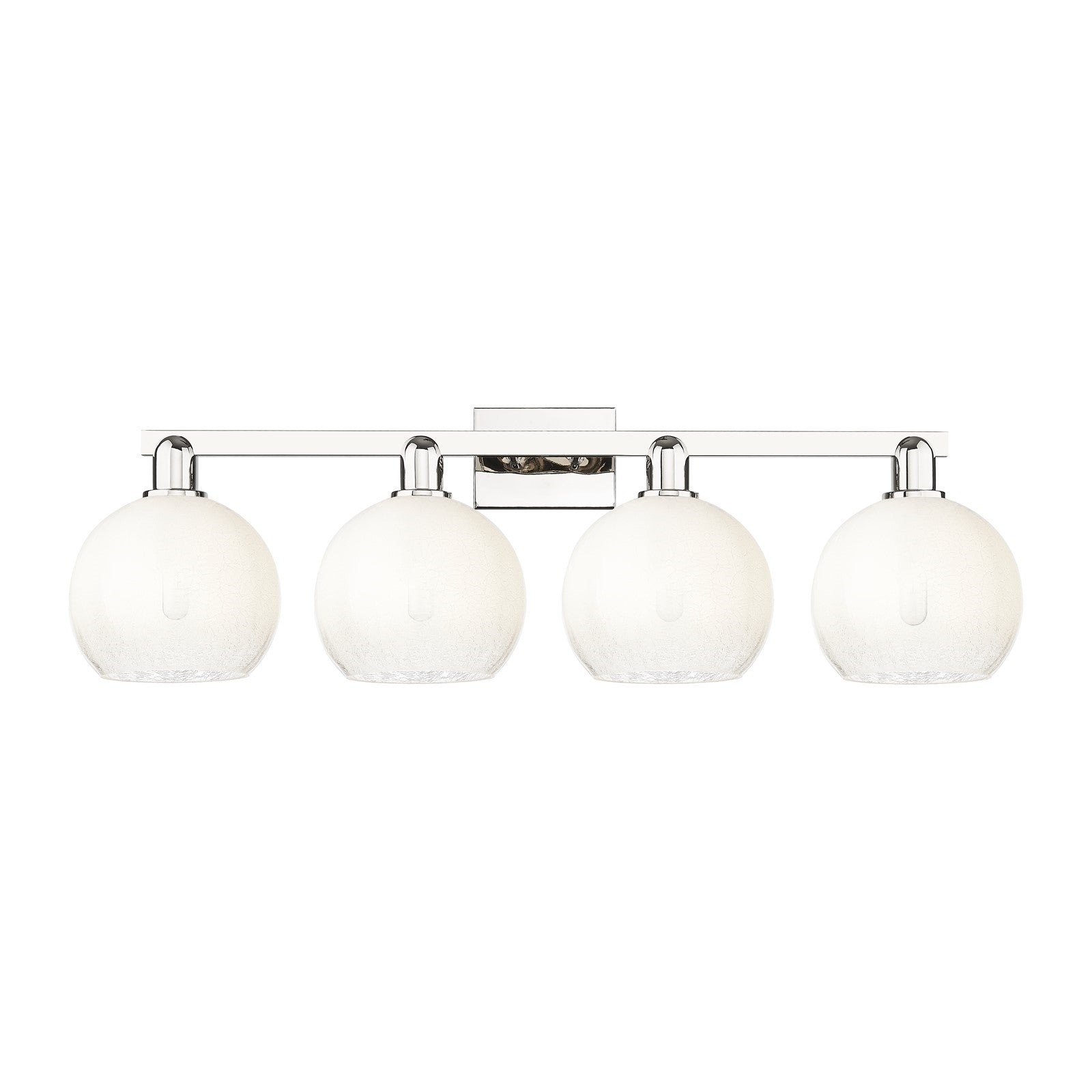 Innovations Brookhaven Globe 35in 4-Light Bath Vanity Light | Industrial Polished Nickel Steel and Opal Glass | Bathroom Vanity | Model 716-4W-PN-G483-8OP