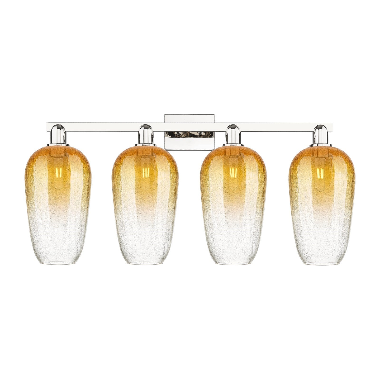 Innovations Brookhaven Flute 34in 4-Light Bath Vanity | Industrial Polished Nickel and Amber Glass | Bathroom Vanity Light | Model 716-4W-PN-G484-7AM