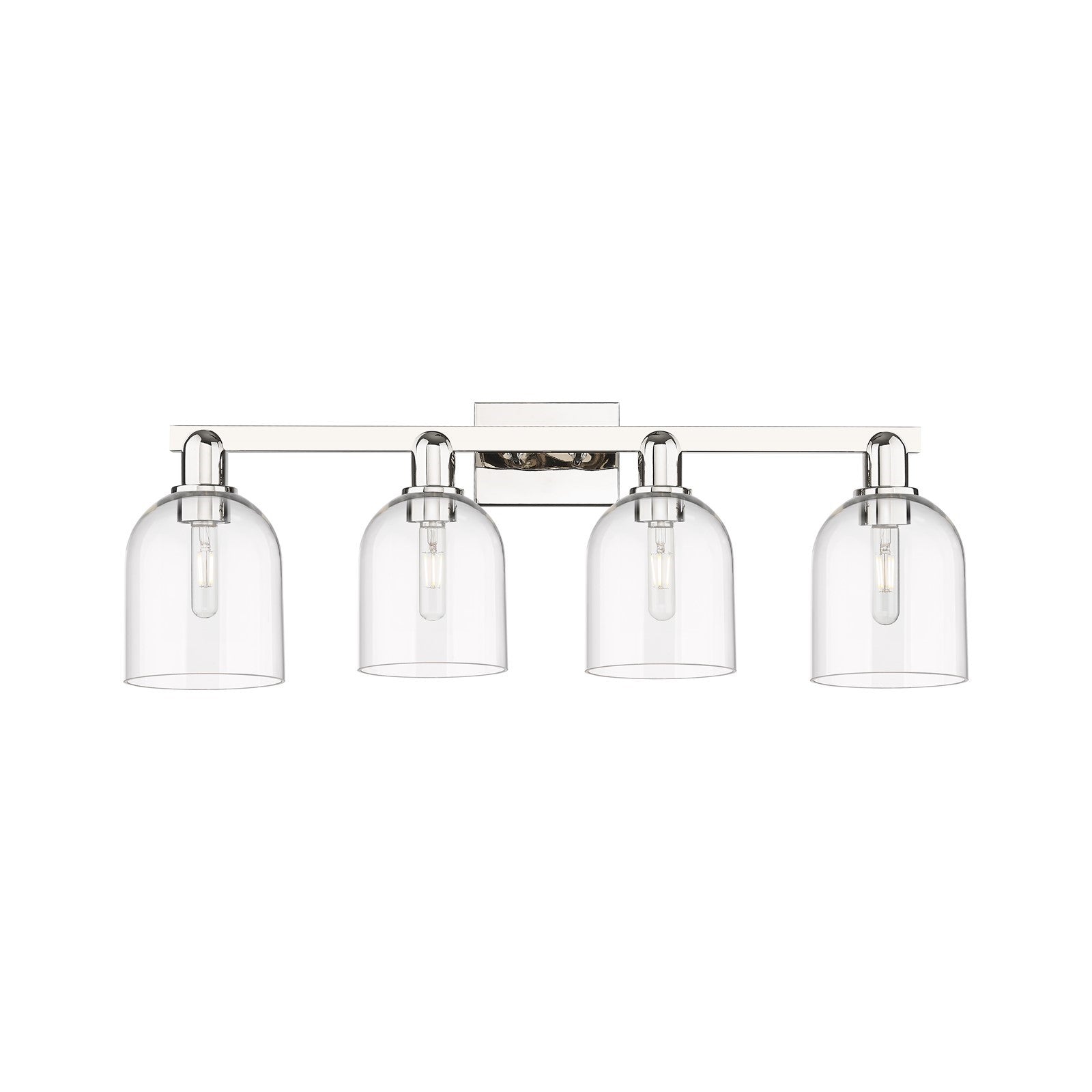 Innovations Bella 33in 4-Light Bath Vanity Light | Industrial Modern Polished Nickel and Clear Glass | Bathroom Vanity | Model 716-4W-PN-G558-6CL
