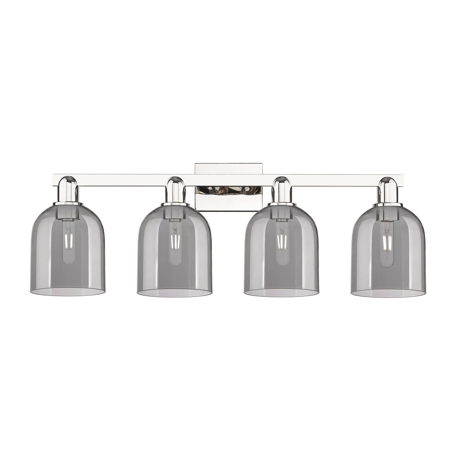 Innovations Bella 33in 4-Light Bath Vanity | Industrial Polished Nickel and Light Smoke Glass | Bathroom Vanity Light | Model 716-4W-PN-G558-6SM