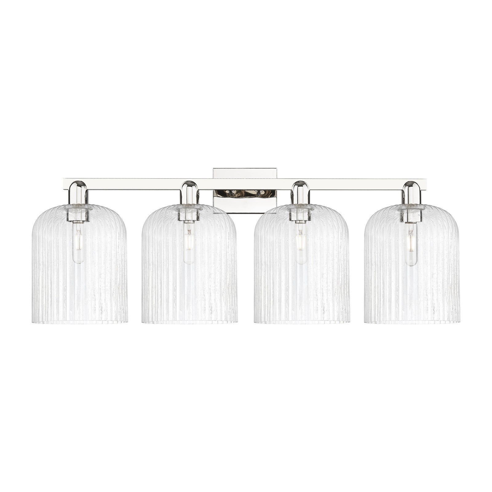 Innovations Bridal Veil 35in 4-Light Bath Vanity Light | Industrial Polished Nickel and Seedy Glass | Bathroom Vanity | Model 716-4W-PN-G559-8SDY