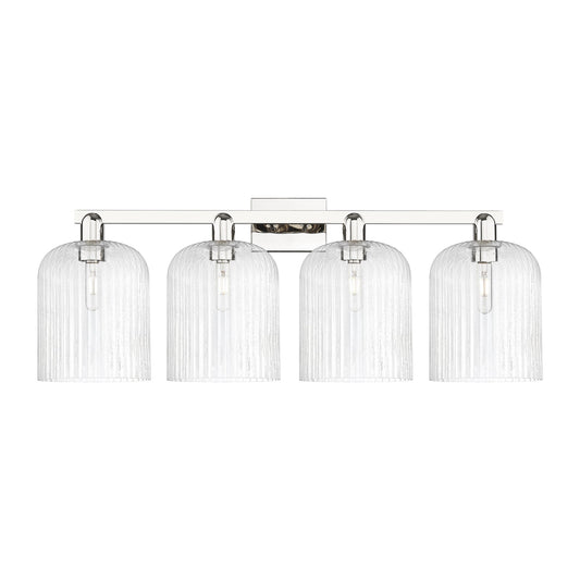 Innovations Bridal Veil 35in 4-Light Bath Vanity Light | Industrial Polished Nickel and Seedy Glass | Bathroom Vanity | Model 716-4W-PN-G559-8SDY