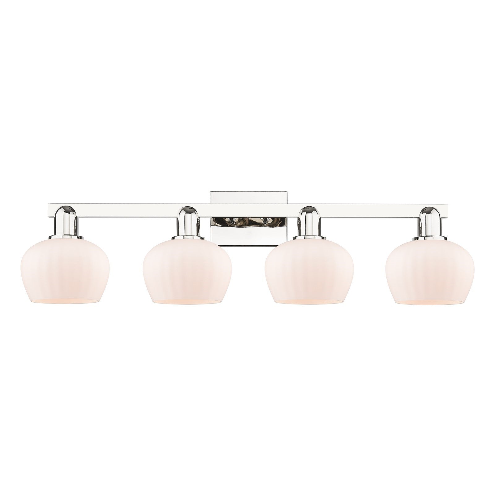 Innovations Fenton 34in 4-Light Bath Vanity Light | Industrial Polished Nickel and Matte White Ribbed Glass | Bathroom Vanity & | Model 716-4W-PN-G91