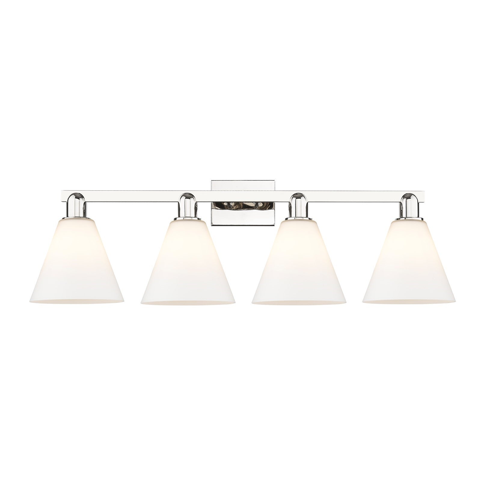 Innovations Berkshire Glass 35in 4-Light Bath Vanity Light | Industrial Polished Nickel and Matte White Cased Glass | Bathroom | Model 716-4W-PN-GBC-81