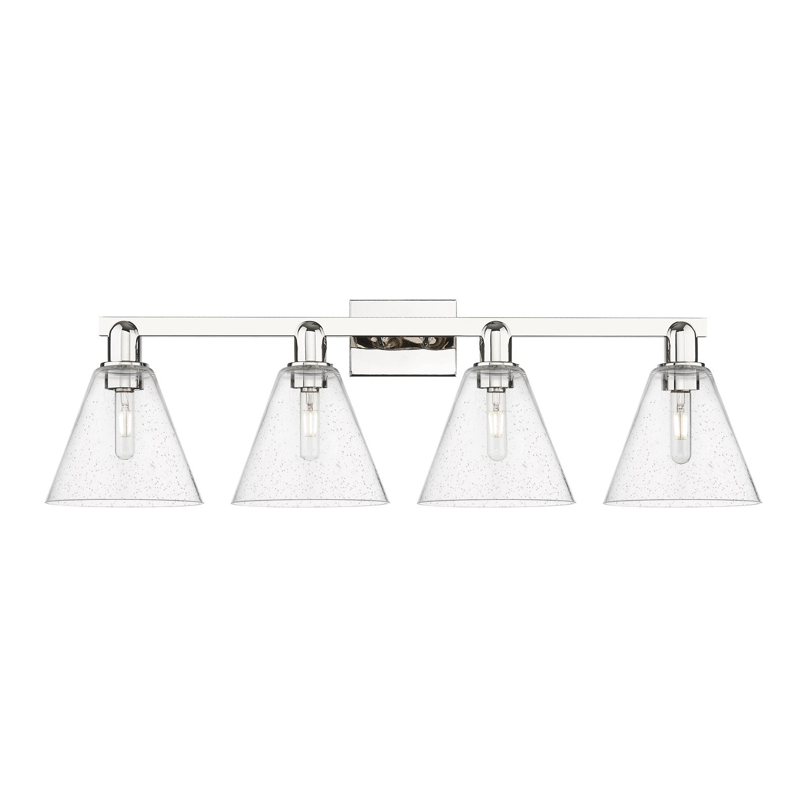Innovations Berkshire Glass 35in 4-Light Bath Vanity Light | Industrial Polished Nickel and Seedy Glass | Bathroom Vanity | Model 716-4W-PN-GBC-84