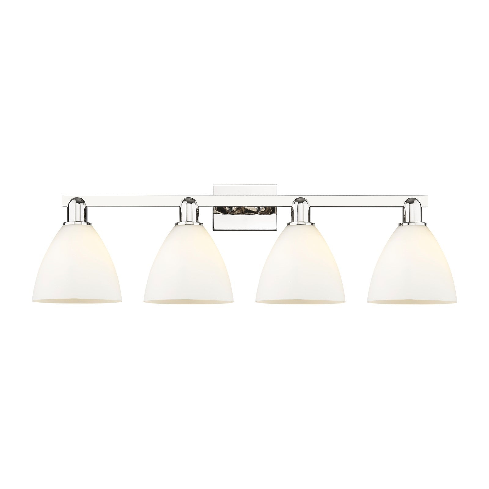Innovations Bristol 34.5in 4-Light Bath Vanity Light | Industrial Polished Nickel and Matte White Glass | Bathroom Vanity | Model 716-4W-PN-GBD-751