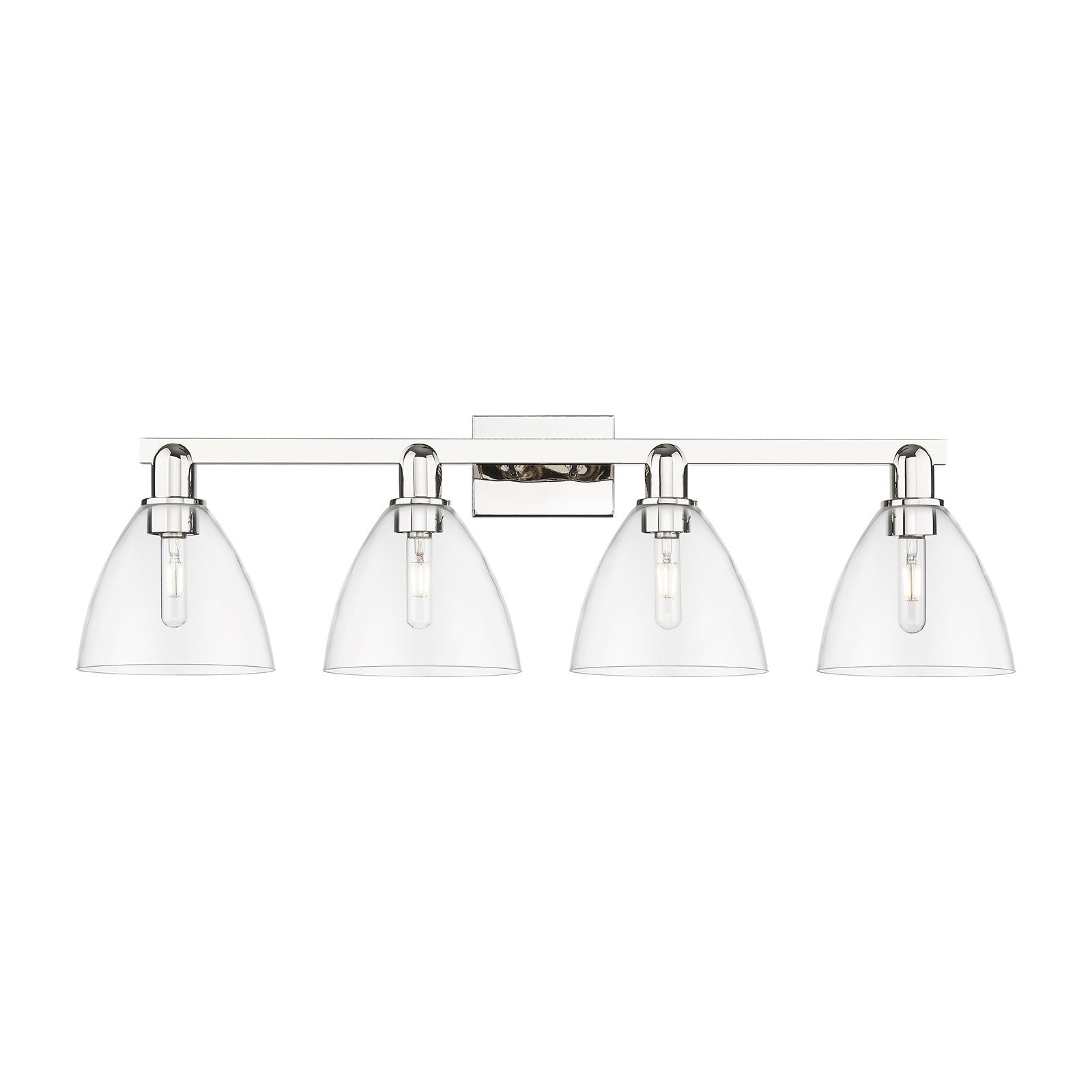 Innovations Bristol 34.5in 4-Light Bath Vanity | Industrial Transitional Polished Nickel and Clear Glass | Bathroom Vanity Above | Model 716-4W-PN-GBD-752