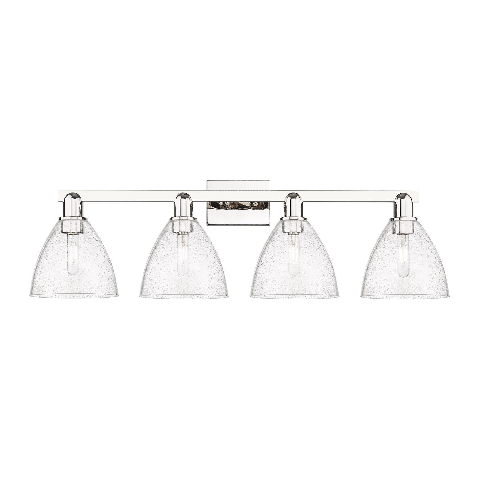 Innovations Bristol 34.5in 4-Light Bath Vanity | Industrial Polished Nickel Steel and Seedy Glass Dome Shades | Bathroom Vanity | Model 716-4W-PN-GBD-754