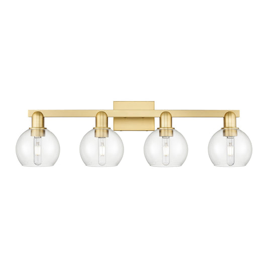 Innovations Athens 33in 4-Light Bath Vanity Light | Industrial Satin Gold Steel and Clear Glass | Bathroom Vanity | Model 716-4W-SG-G122-6