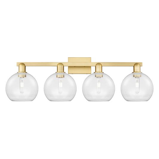 Innovations Athens 35in 4-Light Bath Vanity Light | Industrial Satin Gold Steel and Clear Glass | Bathroom Vanity & Powder Room | Model 716-4W-SG-G122-8