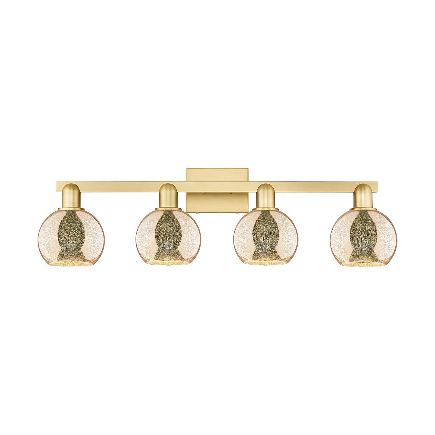 Innovations Athens 33in 4-Light Bath Vanity Light | Industrial Satin Gold Steel and Mercury Glass | Bathroom Vanity Above Mirror | Model 716-4W-SG-G128-6