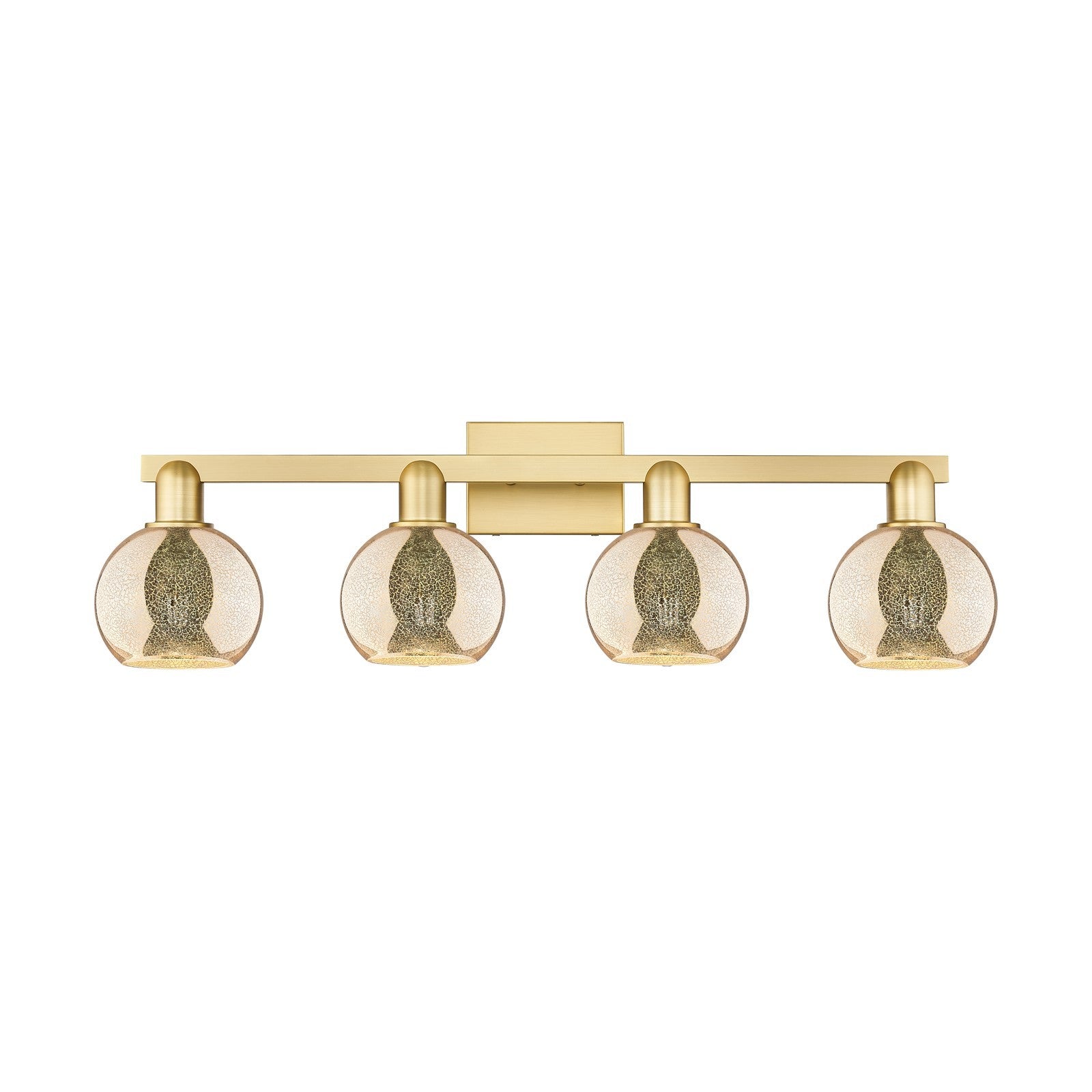 Innovations Athens 33in 4-Light Bath Vanity Light | Industrial Satin Gold Steel and Mercury Glass | Bathroom Vanity Above Mirror | Model 716-4W-SG-G128-6